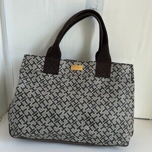 Vintage Tommy Hilfiger Satchel/Handbag in Brown classic Logo Print
